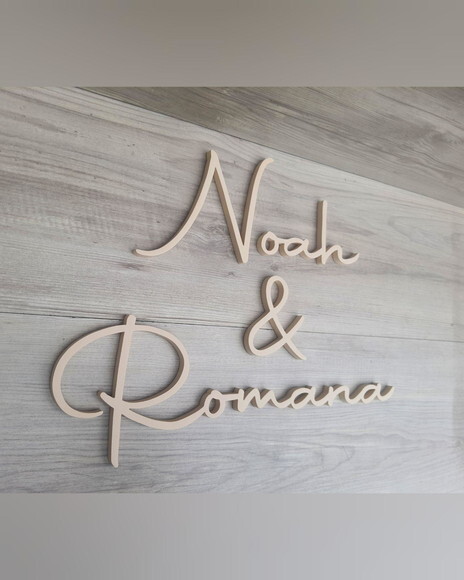 Nome de Parede Personalizado mdf Linha Aut - Noah & Romana