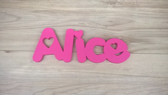 Nome Decorativo De Parede Em Mdf Mod Pk - Alice - 13 Cm