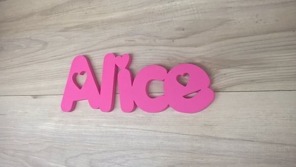 Nome Decorativo De Parede Em Mdf Mod Pk - Alice - 13 Cm