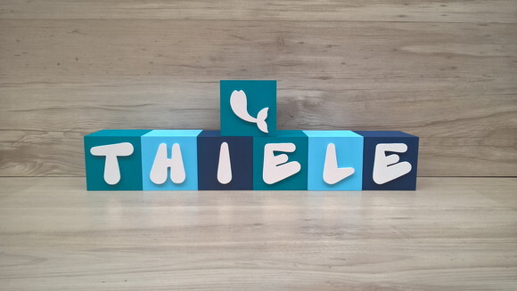 Nome em Cubos - Mod Sereia - 10 x 10 x 10 cm -7 Letras