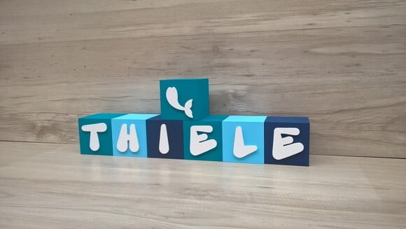 Nome em Cubos - Mod Sereia - 10 x 10 x 10 cm -7 Letras