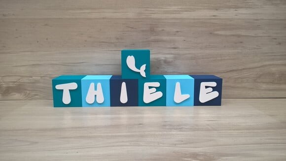 Nome em Cubos - Mod Sereia - 10 x 10 x 10 cm -7 Letras