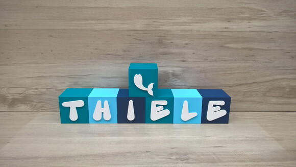 Nome em Cubos - Mod Sereia - 10 x 10 x 10 cm -7 Letras
