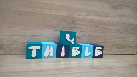 Nome em Cubos - Mod Sereia - 10 x 10 x 10 cm -7 Letras