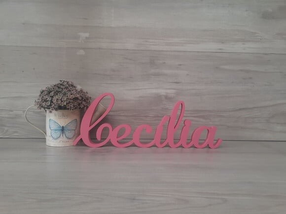 Nome em mdf - Peça de Mesa Linha as - Cecília - 13 cm