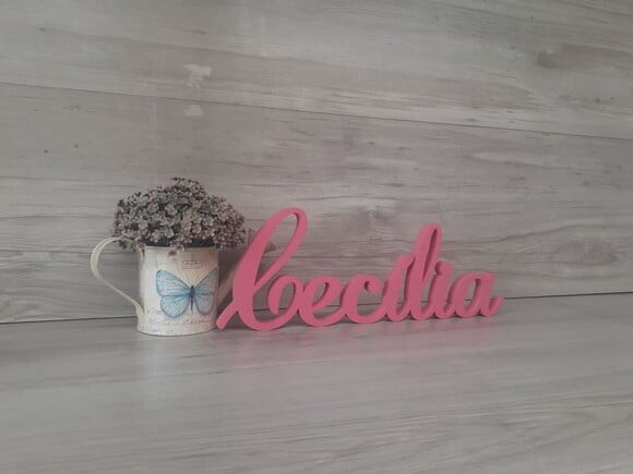 Nome em mdf - Peça de Mesa Linha as - Cecília - 13 cm