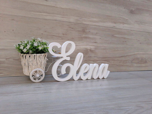 Nome em MDF - Peça de mesa Linha LS - Elena - 16 cm
