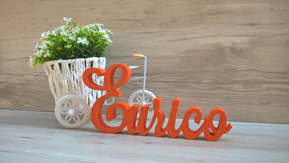 Nome Em Mdf - Peça De Mesa Linha Ls - Eurico 10 Cm
