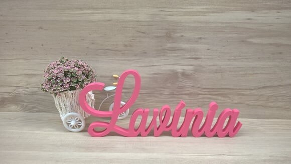 Nome em mdf - Peça de Mesa Linha Ls - Lavínia 16 cm