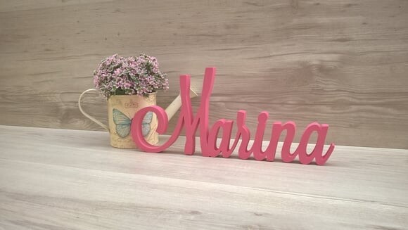 Nome Em Mdf - Peça De Mesa Linha Ls - Marina 10 Cm