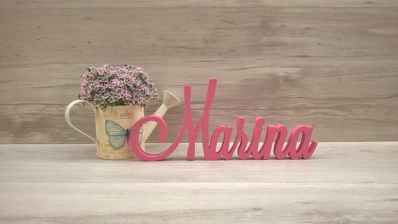 Nome Em Mdf - Peça De Mesa Linha Ls - Marina 10 Cm