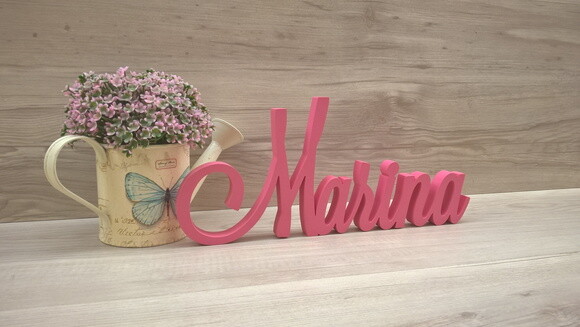 Nome Em Mdf - Peça De Mesa Linha Ls - Marina 10 Cm