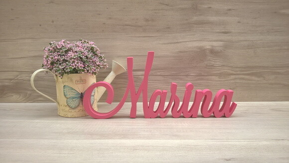 Nome Em Mdf - Peça De Mesa Linha Ls - Marina 10 Cm