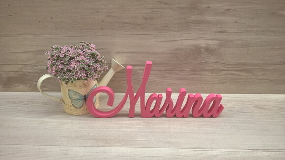 Nome Em Mdf - Peça De Mesa Linha Ls - Marina 10 Cm