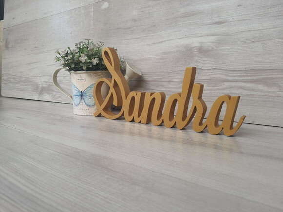 Nome em mdf - Peça de Mesa Linha Ls - Sandra 13 cm