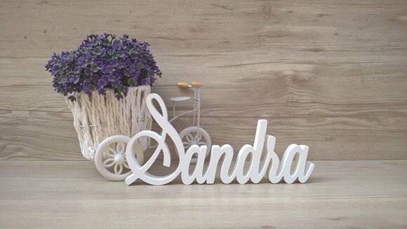 Nome em MDF - Peça de mesa Linha LS - Sandra 13 cm