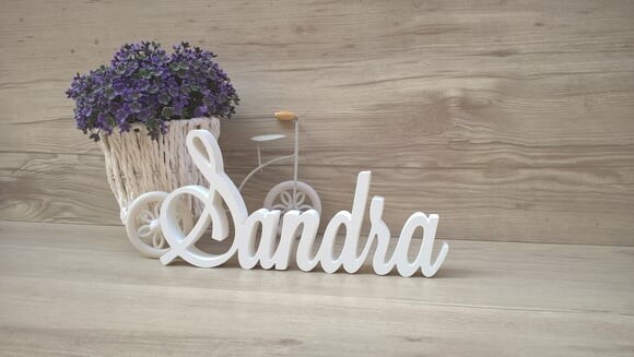 Nome em MDF - Peça de mesa Linha LS - Sandra 13 cm