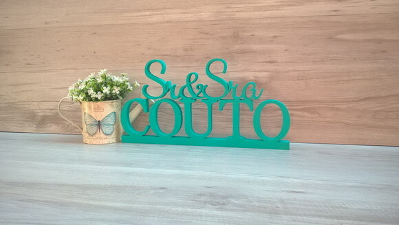 Nome em mdf - Peça de mesa Sr e Sra com Sobrenome