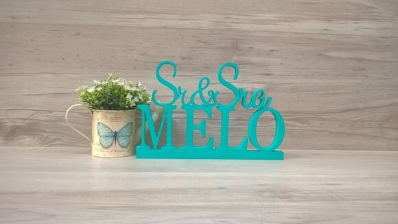 Nome em mdf - Peça de mesa Sr e Sra com Sobrenome