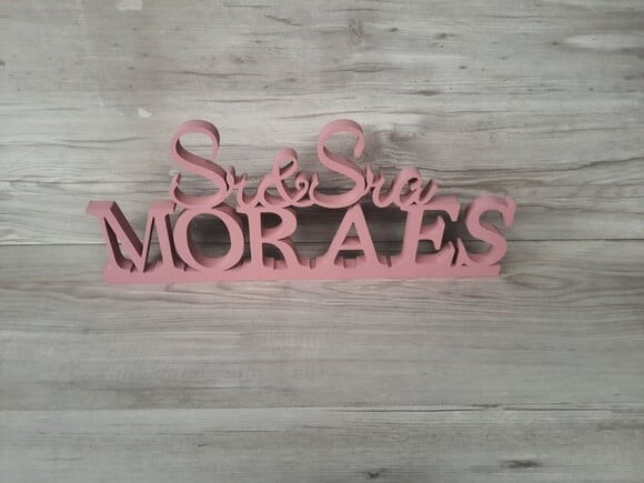 Nome em mdf - Peça de Mesa Sr e Sra com Sobrenome