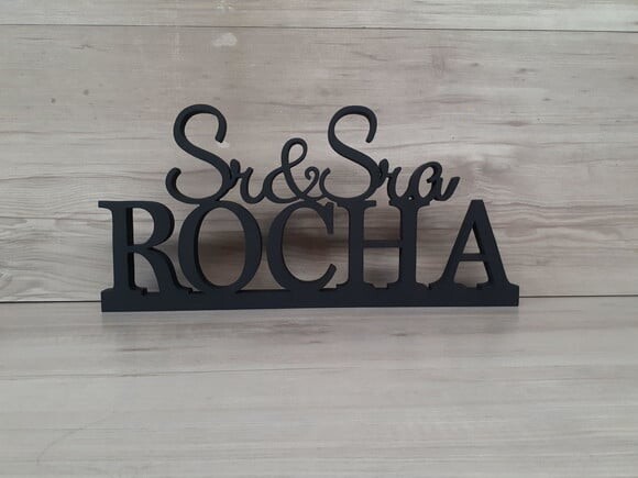 Nome Em Mdf - Peça De Mesa Sr E Sra Com Sobrenome