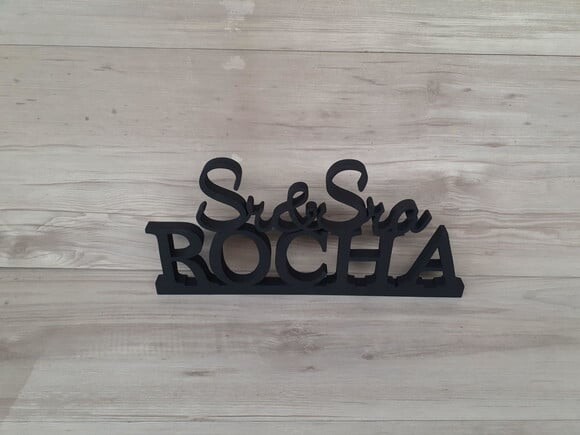 Nome Em Mdf - Peça De Mesa Sr E Sra Com Sobrenome