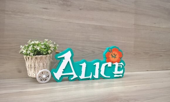 Nome em MDF - Peça de mesa Tema MOANA - Alice 12 cm
