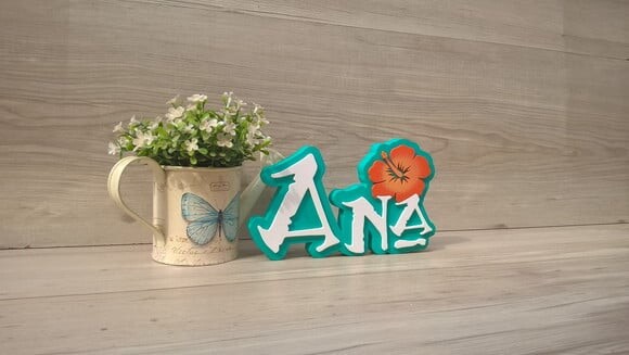 Nome em MDF - Peça de mesa Tema MOANA - Ana 12 cm