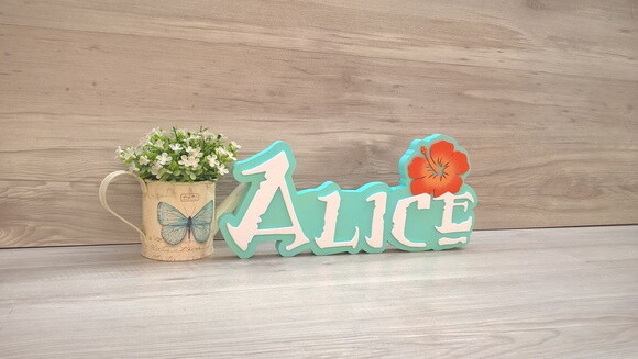 Nome em MDF - Peça de mesa Tema MOANA - Alice 15 cm