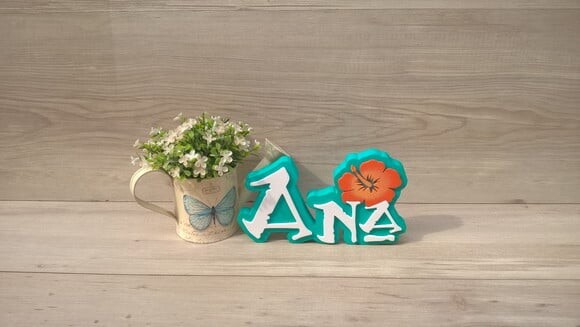 Nome em MDF - Peça de mesa Tema MOANA - Ana 12 cm