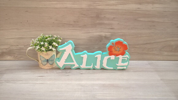 Nome em MDF - Peça de mesa Tema MOANA - Alice 15 cm