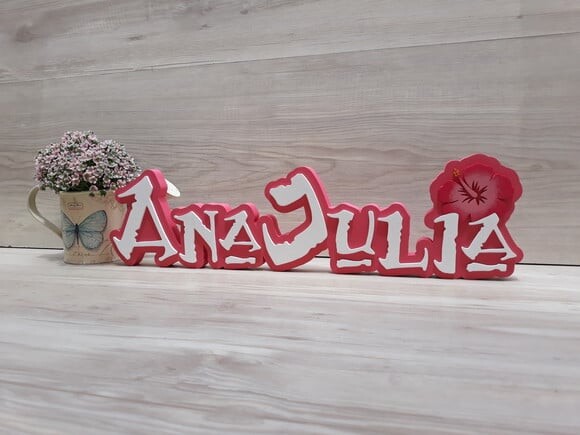 Nome em MDF - Peça de mesa Tema MOANA - Ana Julia 12 cm