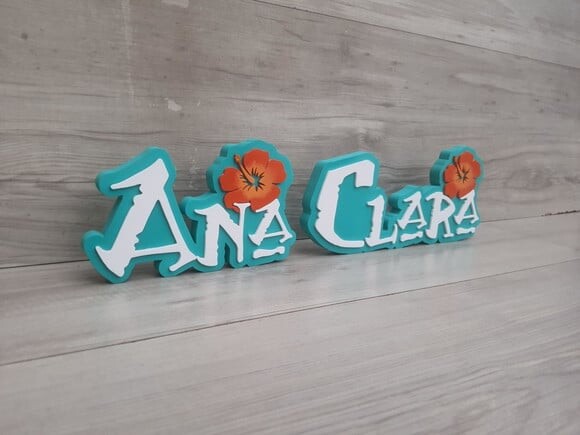 Nome em mdf - Peça de Mesa Tema Moana - Ana Clara - 12 cm