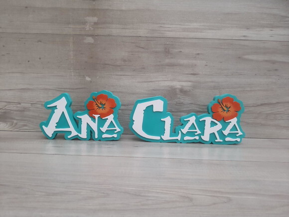 Nome em mdf - Peça de Mesa Tema Moana - Ana Clara - 12 cm