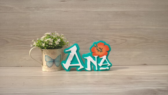 Nome em MDF - Peça de mesa Tema MOANA - Ana 12 cm
