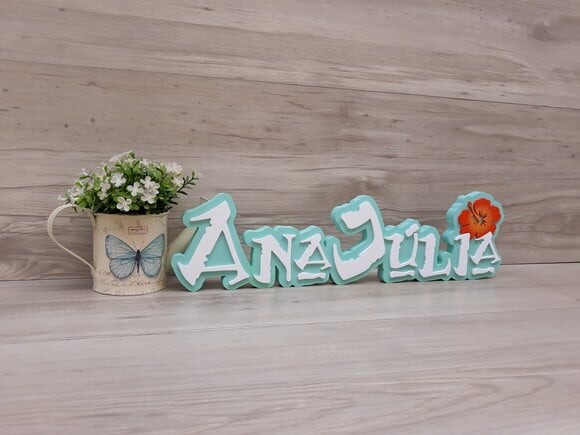 Nome em MDF - Peça de mesa Tema MOANA - Ana Júlia 12 cm