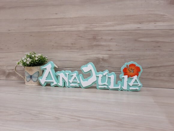 Nome em MDF - Peça de mesa Tema MOANA - Ana Júlia 12 cm