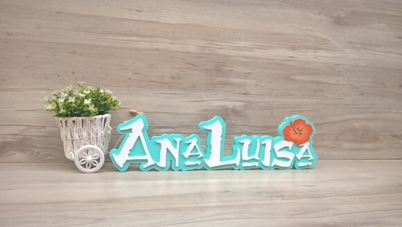 Nome em MDF - Peça de mesa Tema MOANA - Ana Luisa 12 cm