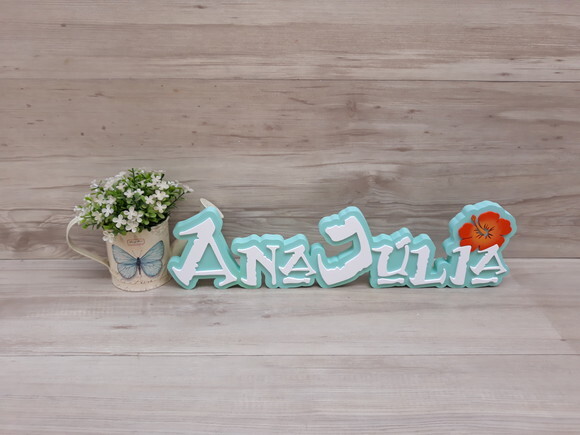 Nome em MDF - Peça de mesa Tema MOANA - Ana Júlia 12 cm