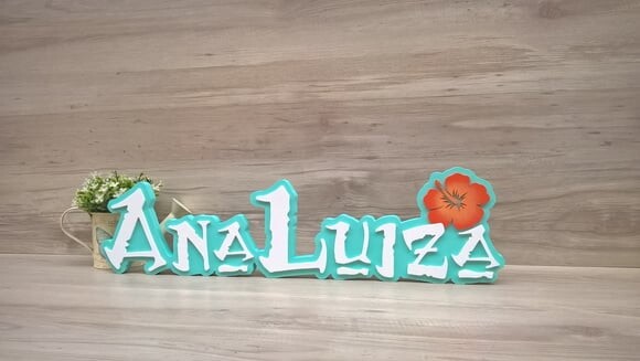 Nome em MDF - Peça de mesa Tema MOANA - Ana Luiza 12 cm