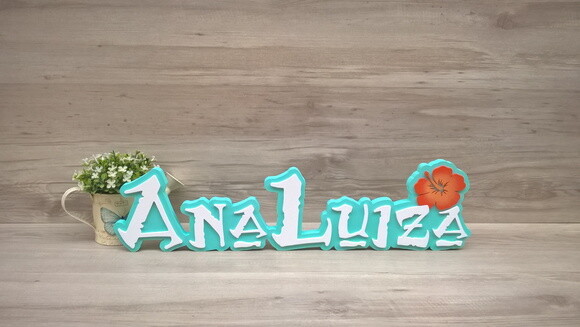 Nome em MDF - Peça de mesa Tema MOANA - Ana Luiza 12 cm