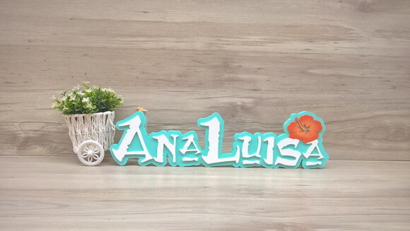 Nome em MDF - Peça de mesa Tema MOANA - Ana Luisa 12 cm