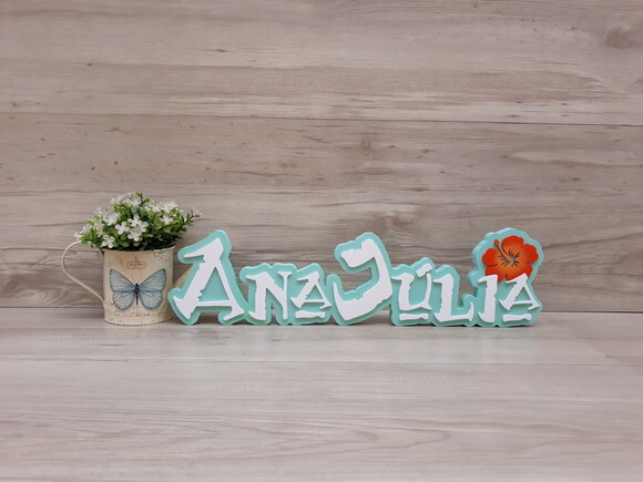 Nome em MDF - Peça de mesa Tema MOANA - Ana Júlia 12 cm
