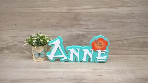 Nome em MDF - Peça de mesa Tema MOANA - Anne 15 cm