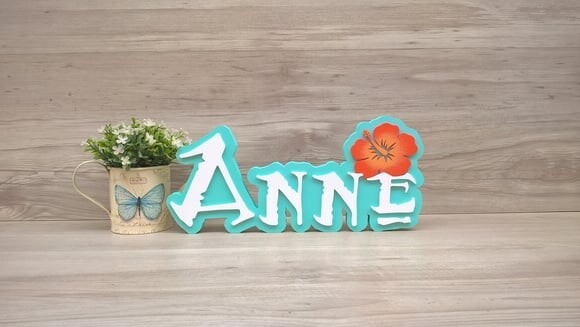 Nome em MDF - Peça de mesa Tema MOANA - Anne 15 cm