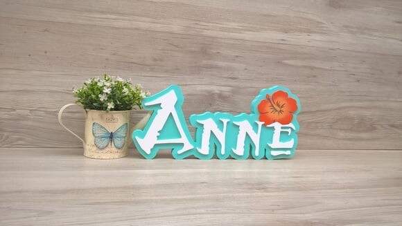 Nome em MDF - Peça de mesa Tema MOANA - Anne 15 cm