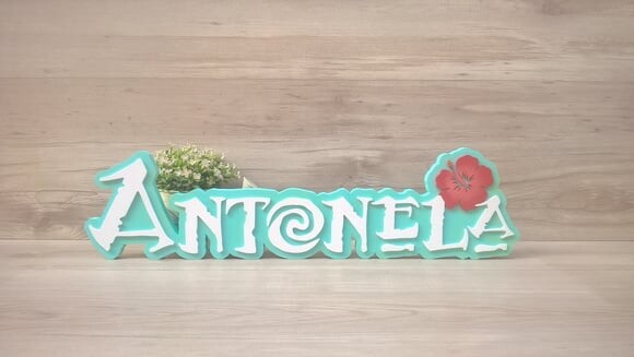 Nome em MDF - Peça de mesa Tema MOANA - Antonela 15 cm