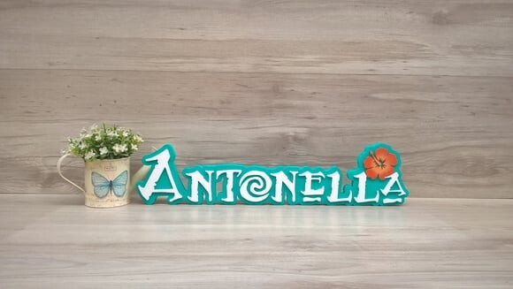 Nome em MDF - Peça de mesa Tema MOANA - Antonella 12 cm