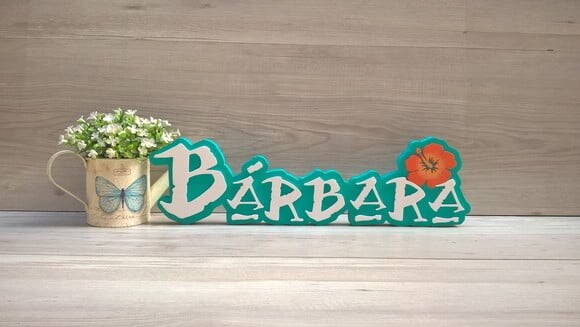 Nome em MDF - Peça de mesa Tema MOANA - Bárbara 12 cm
