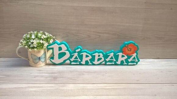 Nome em MDF - Peça de mesa Tema MOANA - Bárbara 12 cm